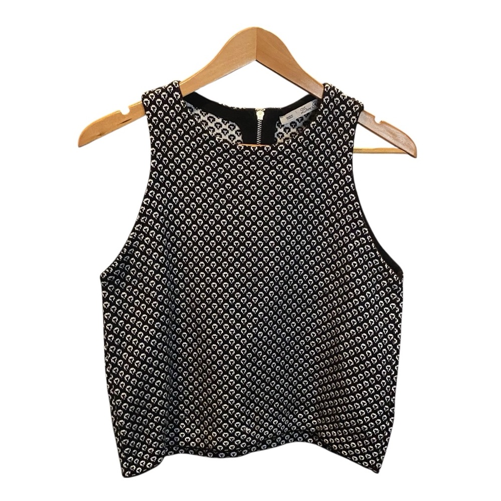Zara Black and White Patterned Sleeveless Sweater Top